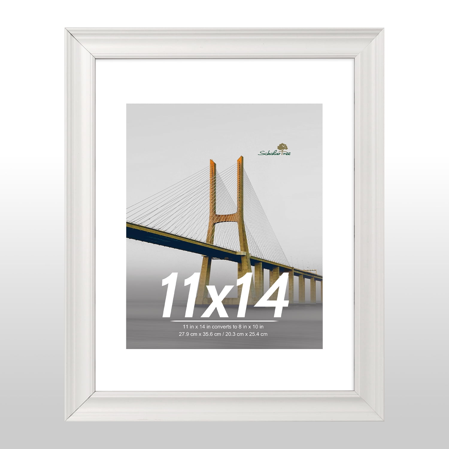 Scholartree 2PACK 11x14 Picture Frame , Display Photo 11x14 Matted to 8x10 Wall Frame Frame, White