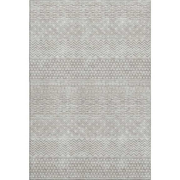 HomeRoots 674759 9 x 12 ft. Beige & Ivory Striped Transitional Washable Machine Made Rectangle Area Rug with UV Protection