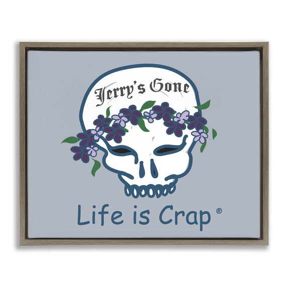 Stupell Industries Jerry's Gone Skull Novelty & Humor Painting Brown Floater Framed Canvas Art Print Wall Art, 21 x 17