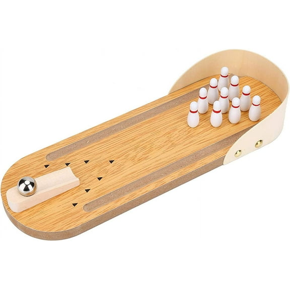 Trianu Mini Bowling Set, Wooden Tabletop Bowling Game Desk Toys Desktop Bowling Home Bowling Alleys, Desk Gifts for Coworkers