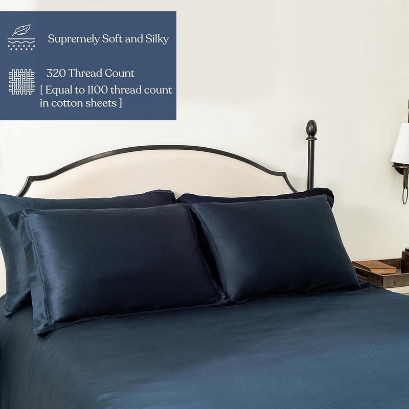 Delara 100% Eucalyptus Lyocell Tencel Bedding Sheet Bundle, California King 7-Piece Set, Cooling, Silky Soft, Breathable Sheets, Carbon