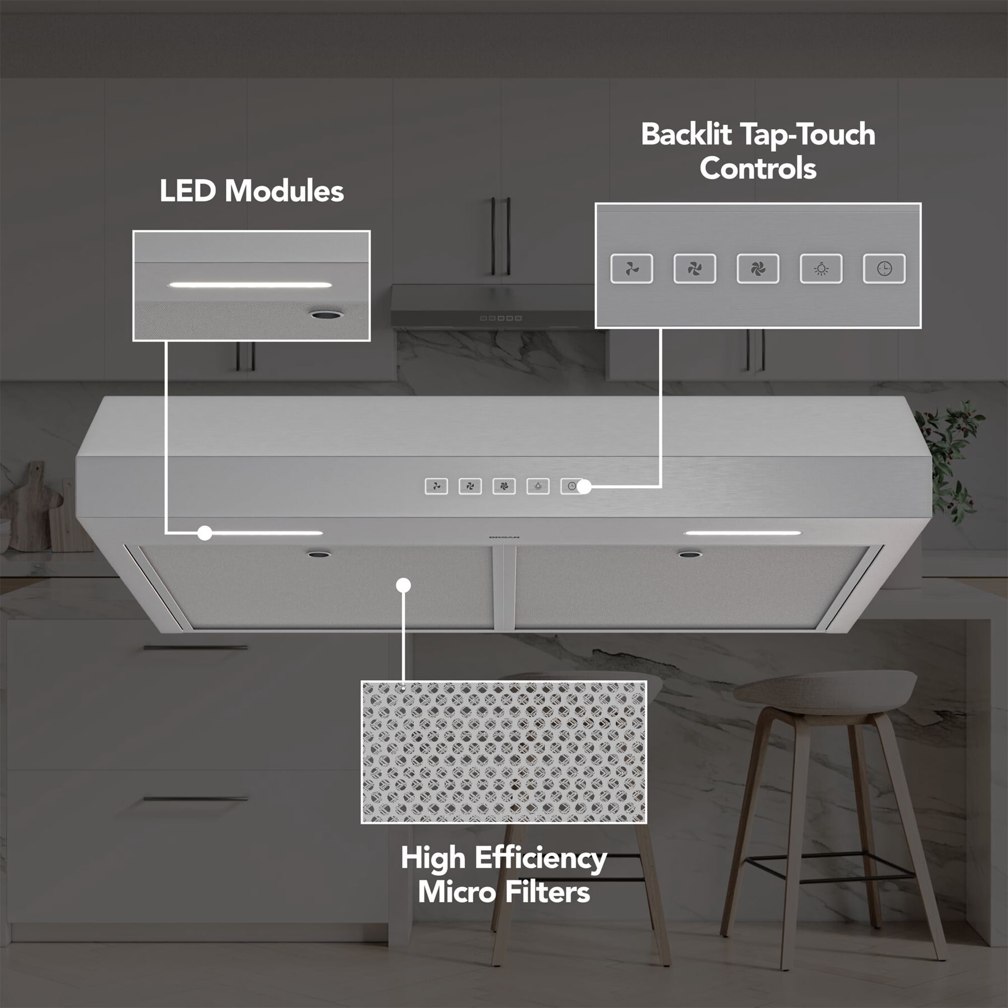 Broan-NuTone 30" Under Cabinet Rangehood, ENERGY STAR, 350 Max Blower CFM, Stainless Steel