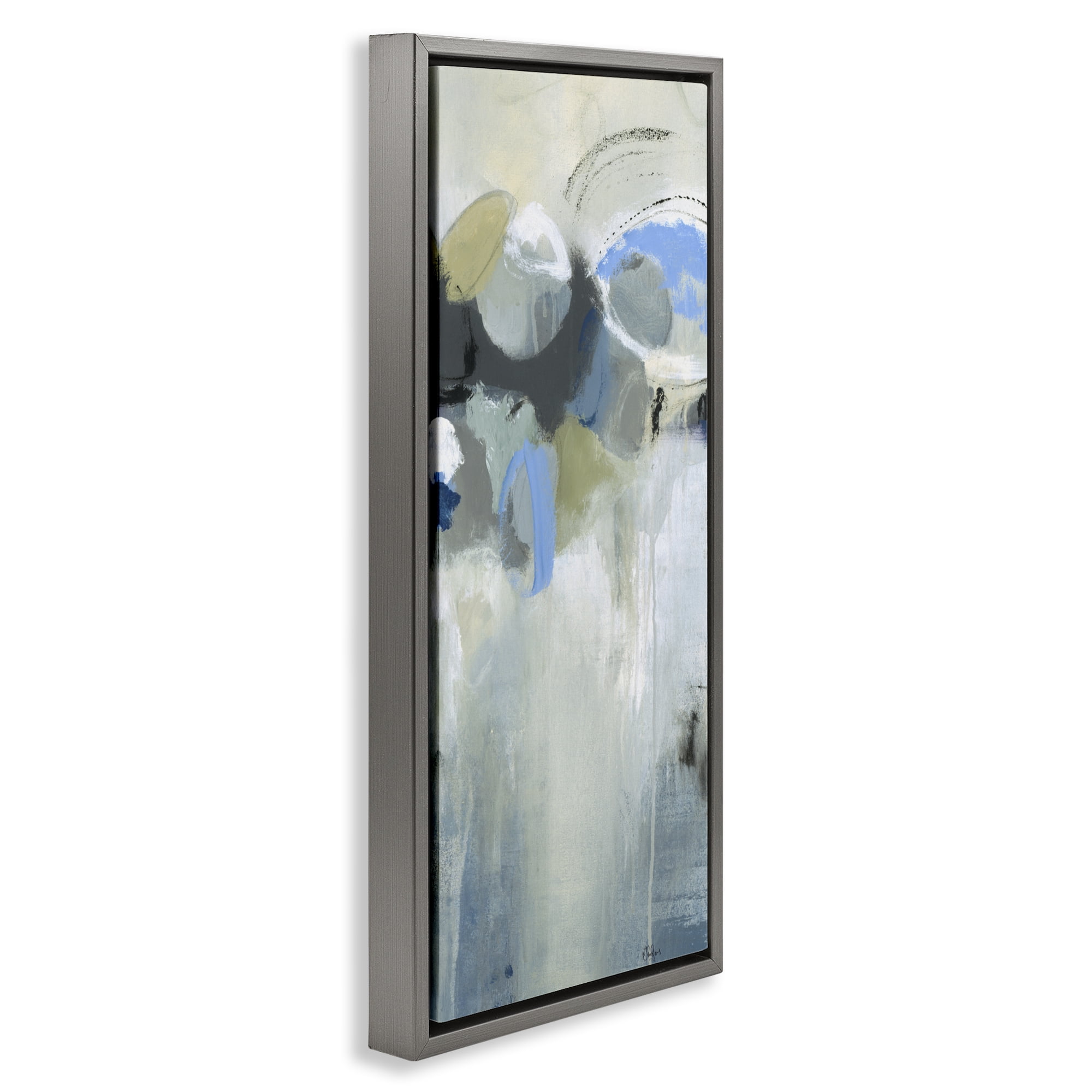 Stupell Industries Beige & Blue Dapples Gray Framed Floater Canvas Wall Art, design by Lisa Ridgers