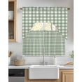 thumbnail image 2 of Sage Green Buffalo Plaid Kitchen Curtains Swag Valance and Tier Curtains Set 24 Inch Length, Farmhouse Green White Checkered Rod Pocket Drape Panels Pair Swag Curtains for Bathroom/Cafe/Window, 2 of 6