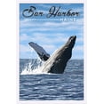 thumbnail image 1 of Bar Harbor, Maine - Humpback Whale - Lantern Press Artwork (24x36 Giclee Art Print, Gallery Framed, White Wood), 1 of 1