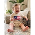 thumbnail image 6 of BemeyourBBs Newborn Baby Boy Girl 4th of July Outfit Summer Clothes Infant Baby Patriot Independent Day Clothes Waffled Stripes Romper Short Sleeve American Flag Embroidery Jumpsuit Bodysuit Playsuit, 6 of 9