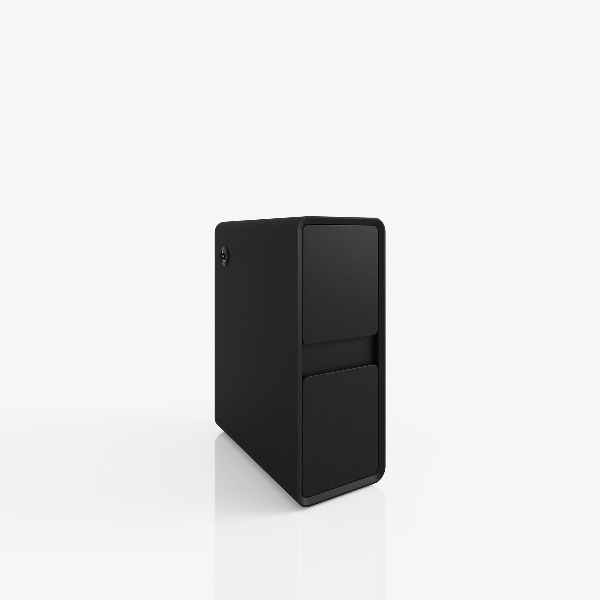 BOSHIRO 8" Narrow Faux Leather Nightstand with 2 Drawers, Fully Assembled Small Bedside Table, Modern End Table for Bedroom, Black