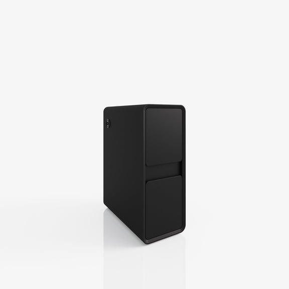 BOSHIRO 8" Narrow Faux Leather Nightstand with 2 Drawers, Fully Assembled Small Bedside Table, Modern End Table for Bedroom, Black