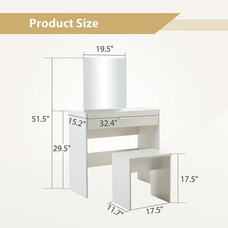 Mecor Vanity Makeup Table Set Dressing With Stool And Square Mecor Vanity Makeup Table Set Dressing With Stool And Square Mirror White Com