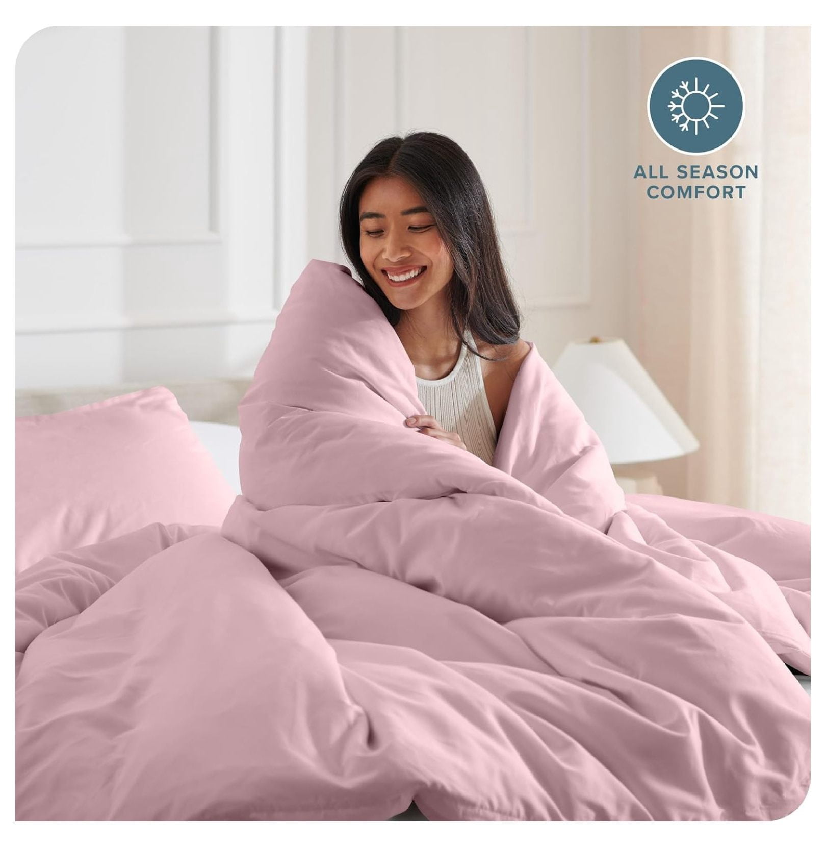 Bedding Duvet Cover King Size - Premium 1800 Super Soft Collection - Lightweight, Cooling - Soft Breathable Bedding Duvet Cover (King, Dusty Pink)