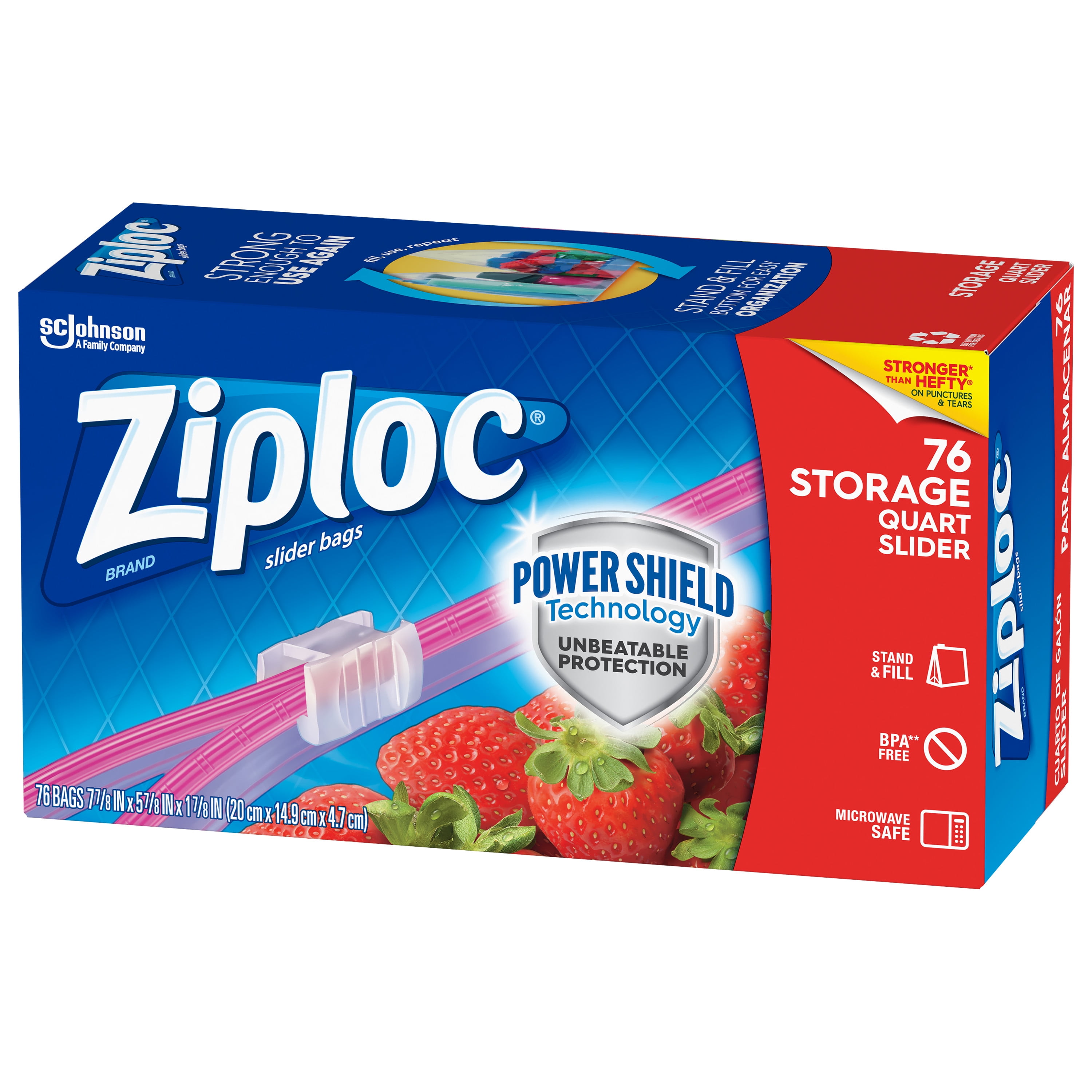 Ziploc® Brand Quart Slider Storage Bags with Power Shield Technology, 20 ct  - Harris Teeter