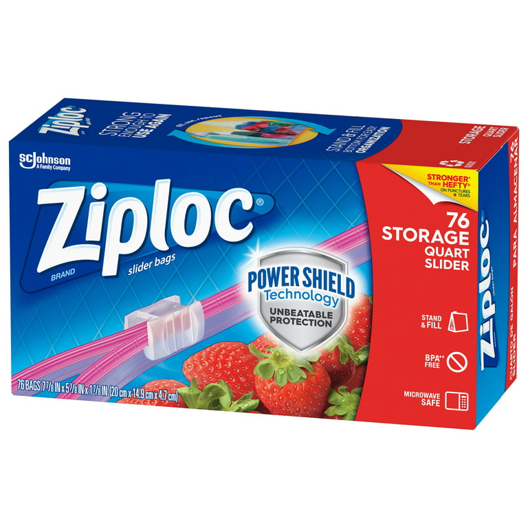Ziploc® Brand Quart Slider Storage Bags with Power Shield Technology, 76 ct  - Kroger