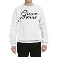 thumbnail image 2 of Wild Bobby Grace Wins Script Inspirational/Christian Unisex Crewneck Graphic Sweatshirt, White, X-Large, 2 of 5