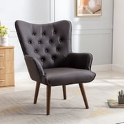 Porthos Home Hardan PU Leather Upholstered Accent Chair with Rubberwood Legs