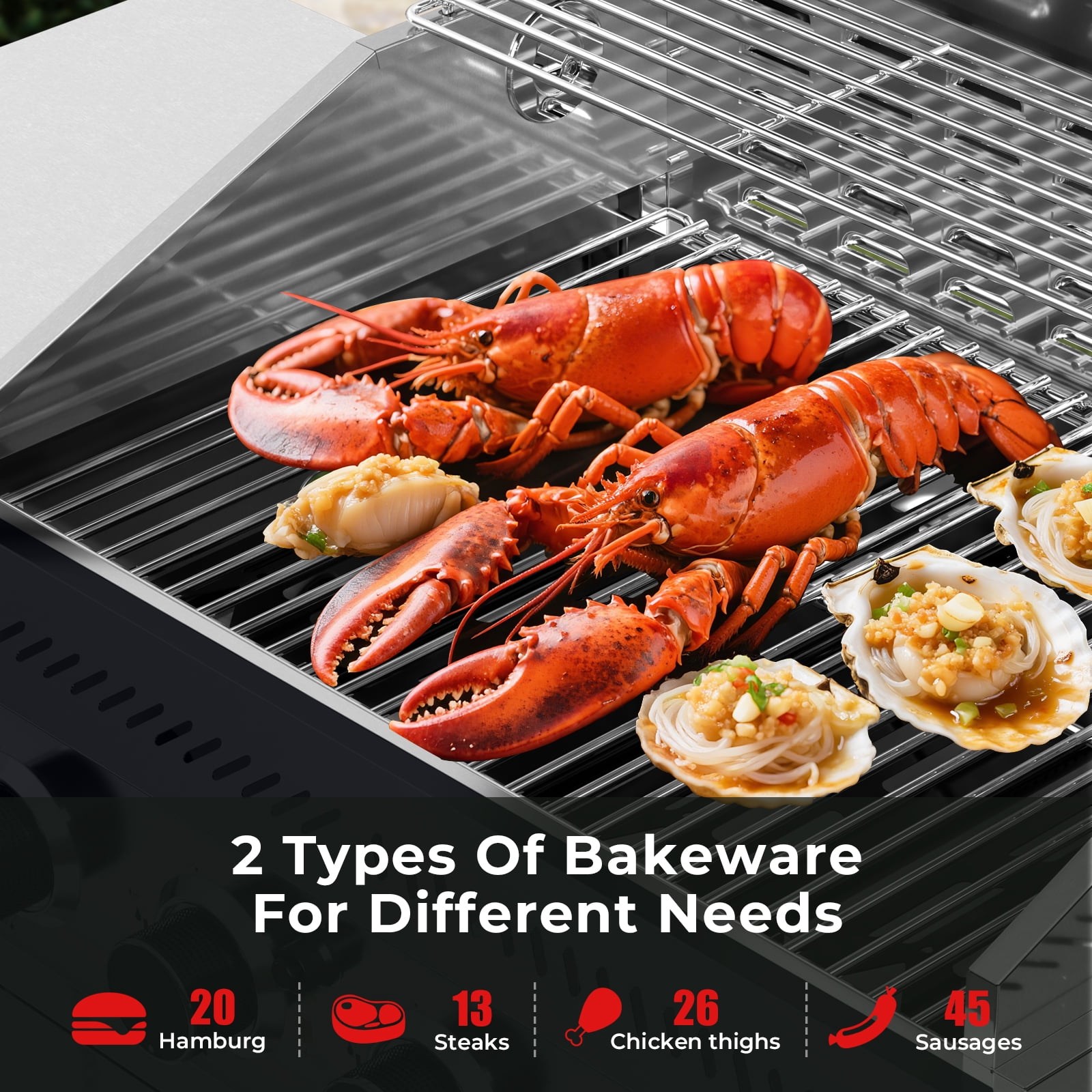 WAA 4-Burner BBQ Propane Gas Grill,32000 BTU Outside Stainless Steel Barbecue Propane Grill,Ideal for Outdoor Cooking Camping Park Balcony