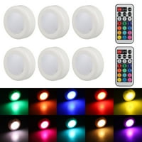 EEEKit 6-pack RGB Puck Closet Light, Wireless LED Puck Light Fairy Lights Under Cabinet Counter Lighting, Stick On Lights Battery Powered Night Lights with Remote Control, Dimmable Closet Lights