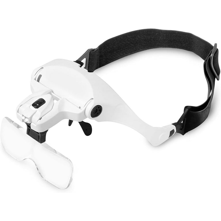 Illuminated Headband Magnifier Visor & 5 Detachable Lenses 1X,1.5X