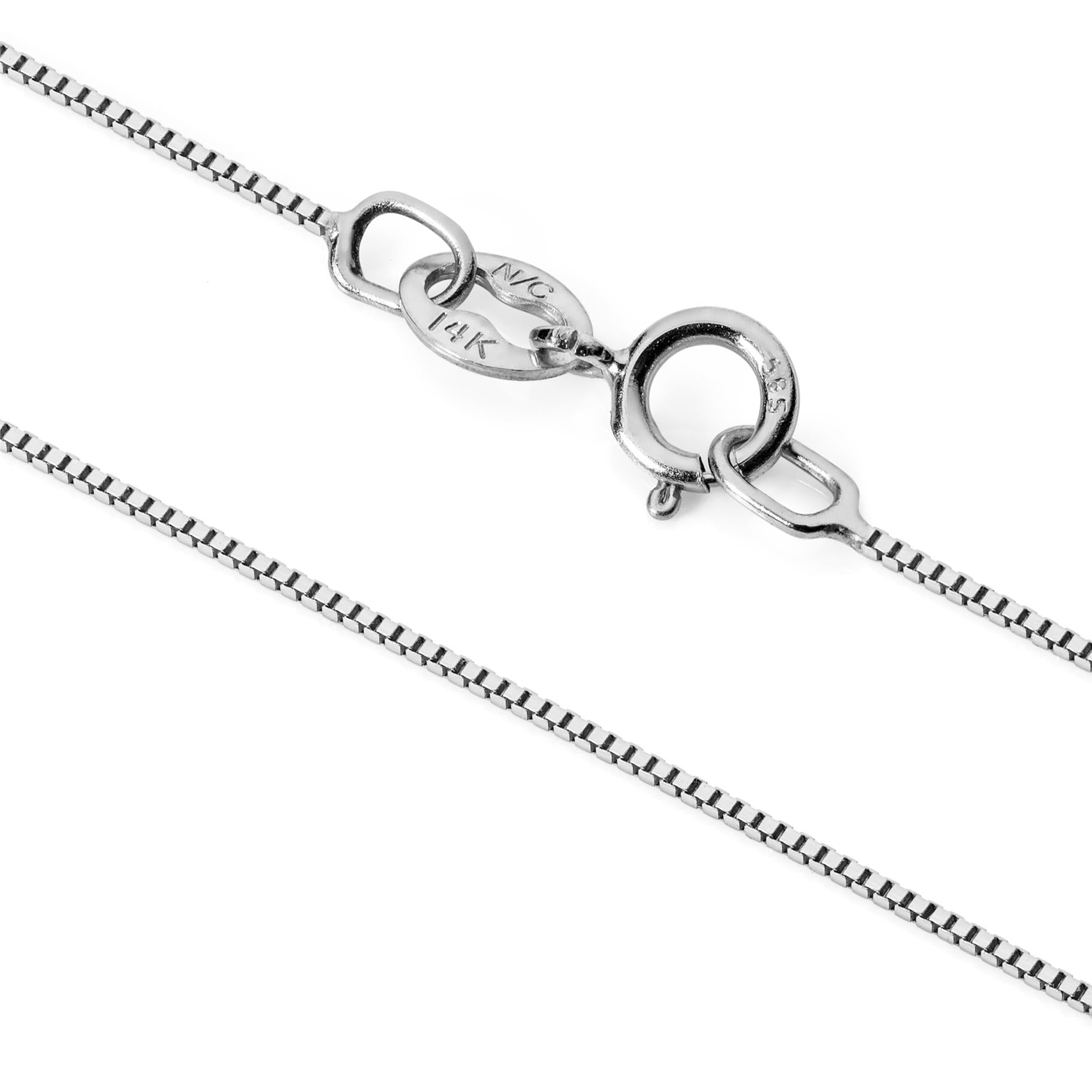 14K Solid White Gold Necklace | Box 