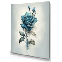Designart Blue Rose With Thorns Canvas Wall Art