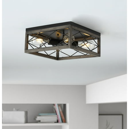 

Aiwen Farmhouse 4 Lights Decoration Square Caged Flush Mount Ceiling Lamp