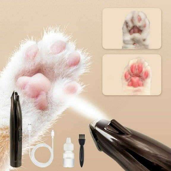 Qonioi Rechargeable Dog Hair Clippers, Low Noise Pet Grooming Trimmer with LED Light, Professional Paw Pruners for Small Dogs