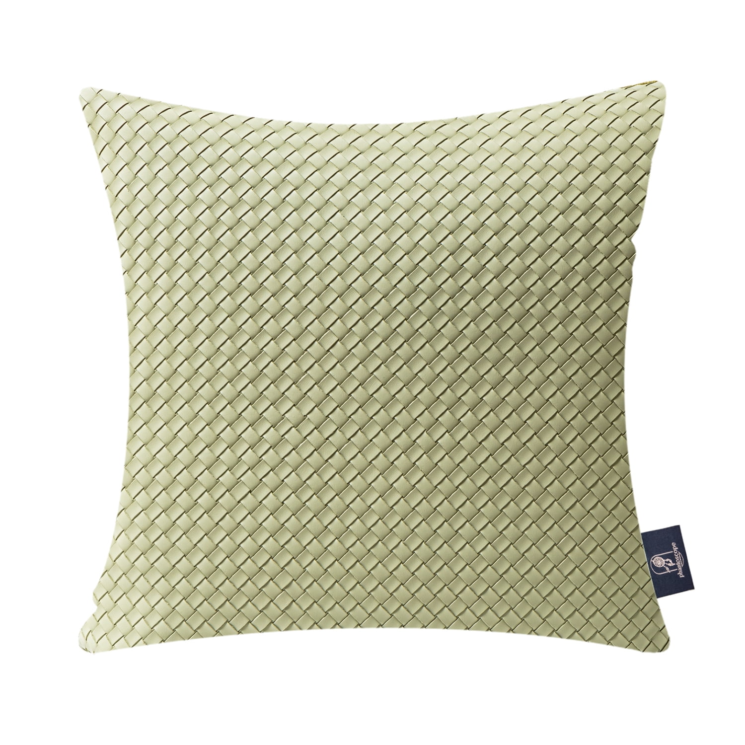 Phantoscope Decorative Throw Pillow Set, Soft Silky Velvet & Modern Faux Leather Woven Series Cushion Bundle, for Sofa Couch Bedroom, Light Green, 18" x 18"