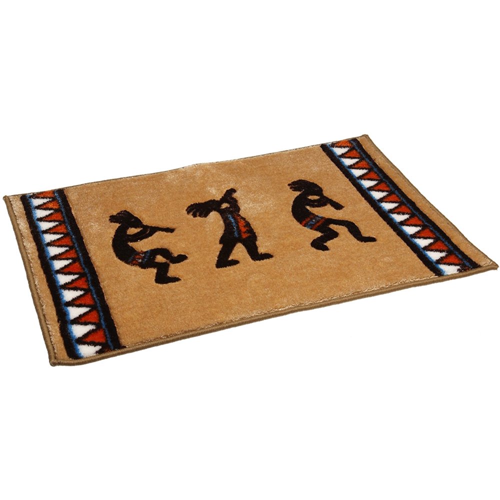 Kokopelli Rug, Gold, Kokopelli Set Nutmeg Sand One Bath Cotton Antigua