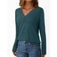 thumbnail image 4 of DailyTrove Women's V-Neck Long Sleeve Relaxed Fit Solid Top - Everyday Casual Wear,Sky Blue,L, 4 of 6