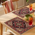 thumbnail image 4 of Red Vintage Placemats Set of 6, Floral Pattern Ethnic Style Non-Slip Place Mats Washable Table Mats for Kitchen Dining Table Decorations Indoor/Outdoor, 4 of 9