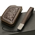 thumbnail image 5 of Vitodeco Genuine Leather Smart Key Fob Case with Leather Key Strap Compatible for Chevrolet Corvette (2020 - 2026 Models) - 7-Button, Brown, 5 of 6