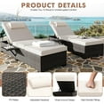 thumbnail image 4 of Outdoor PE Wicker Chaise Lounge Set of 2, Patio Rattan Wicker Chaise Lounge Chair, Brown Pool Lounge Chairs Adjustable Backrest Recliners with Beige Cushion, 4 of 7