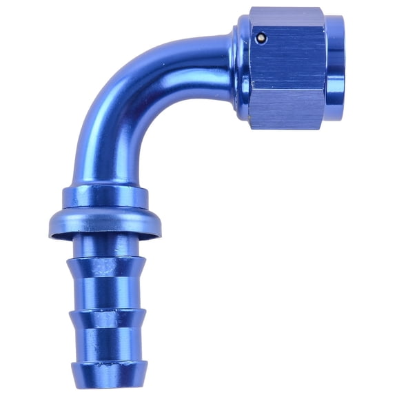 JEGS AN 90-Degree Push-Loc Hose End [-10 AN Female Swivel to Push-Loc Hose, Blue]
