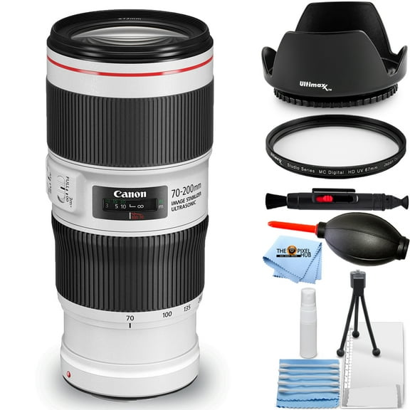 Canon EF 70-200mm f/4L IS II USM Lens 2309C002 - Essential Bundle Includes: Tulip Hood Lens, UV Filter, Cleaning Pen, Blower, Microfiber Cloth and Cleaning Kit