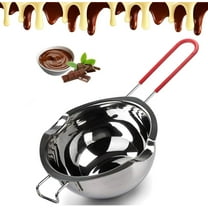 [New Upgrade] GIXUSIL 304 Stainless Steel Double Boiler Pot ,Double Spouts with Heat Resistant Handle for Melting Chocolate, Butter, and Candle Making - 18/8 Steel Universal Insert (Silver)