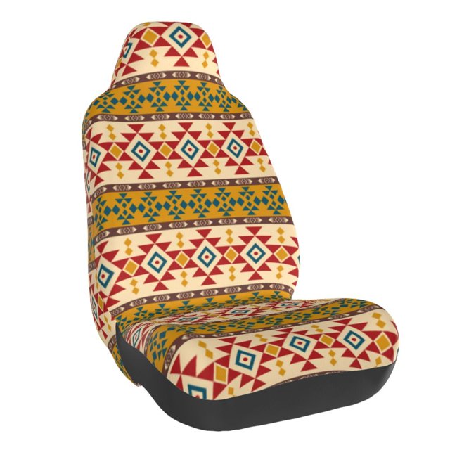 Wukai Aztec Full Set Car Seat Covers with Soft Padding Universal Auto Front Seats Protector and Cushion Mat