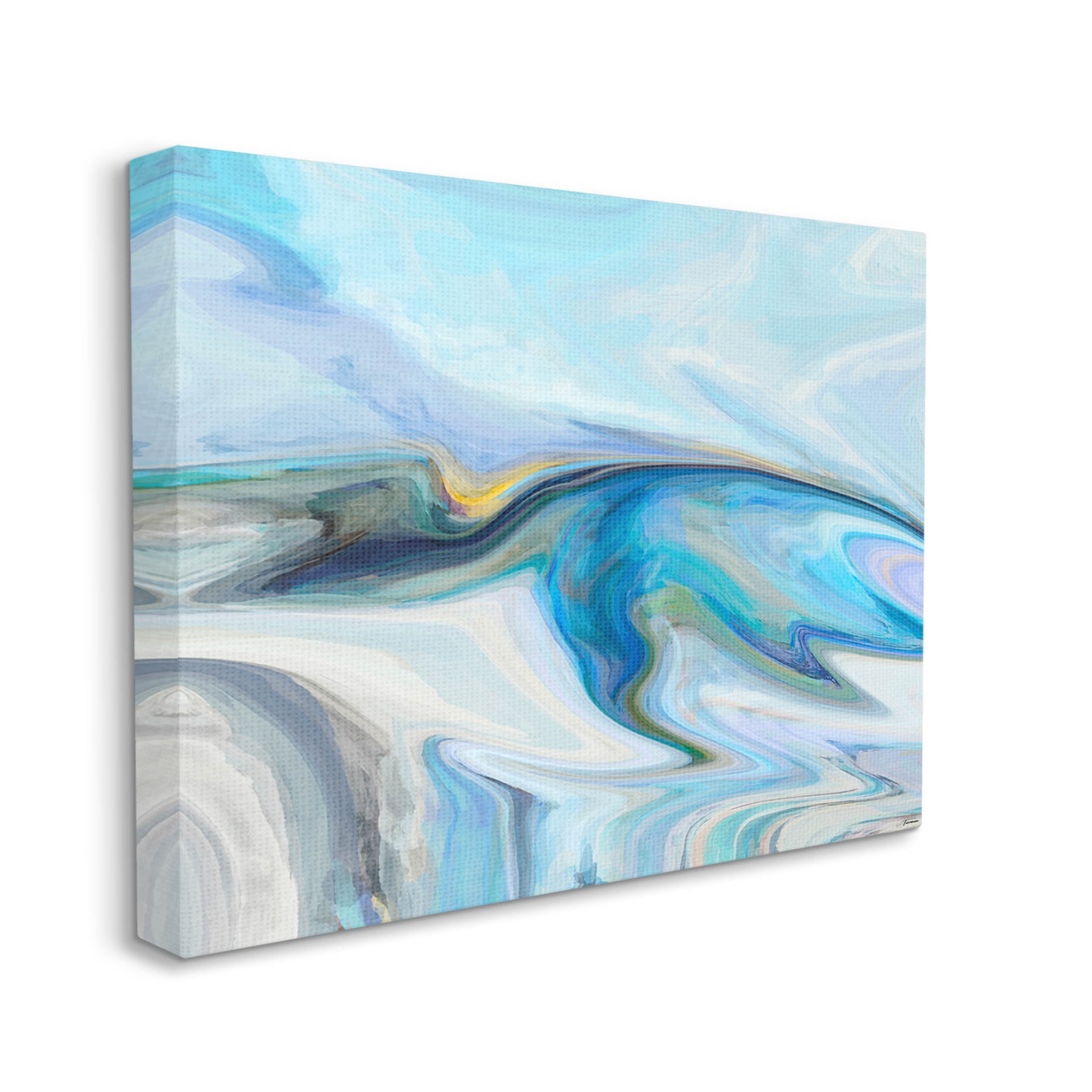 Fluid Blue Contemporary Composition Abstract Graphic Art Gallery Wrapped Canvas Print Wall Art