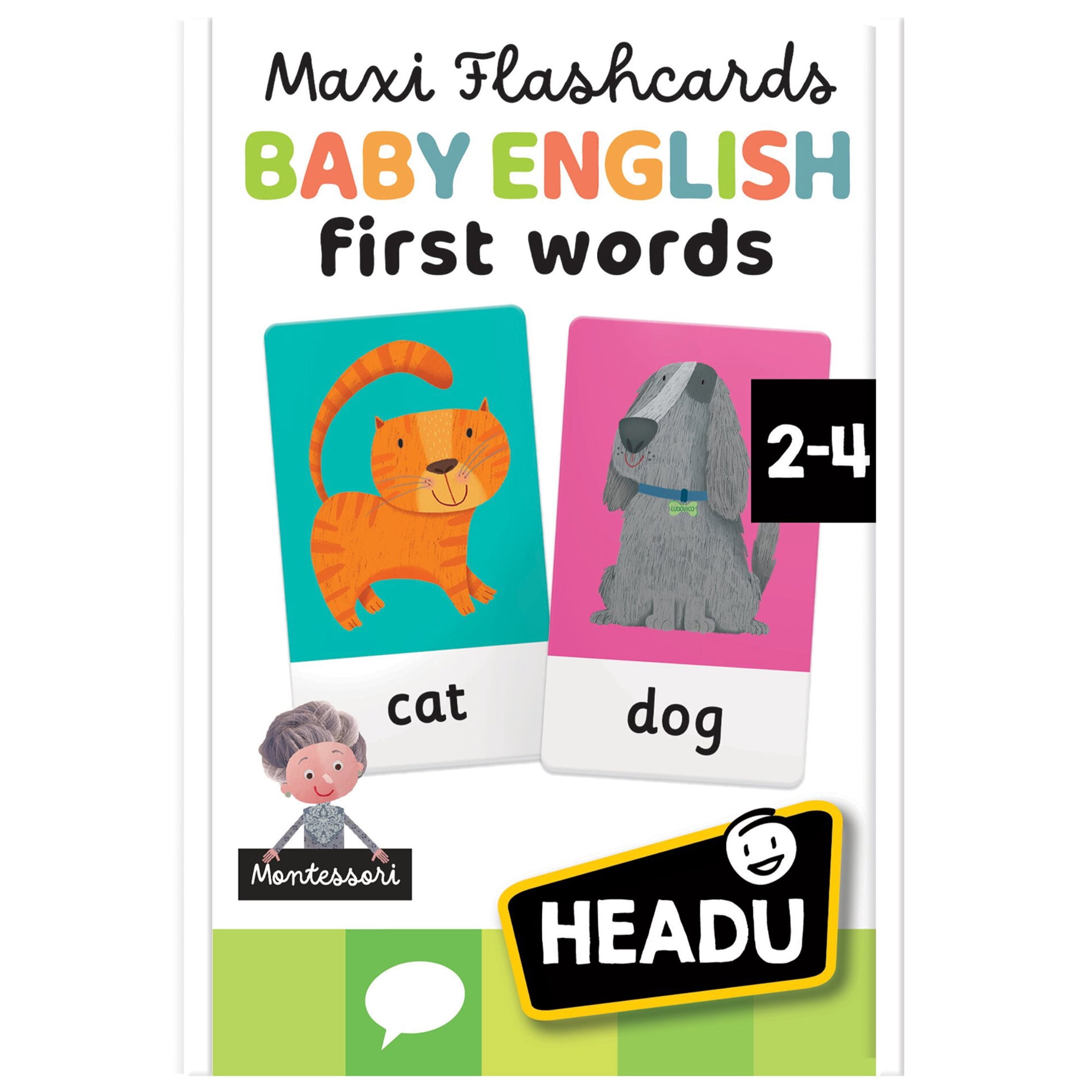 Headu: Maxi Flashcards - Baby English First Words - Listen-Pronounce Language Development, Recognition Game, Sound App Play, Montessori, Toddlers 2-4