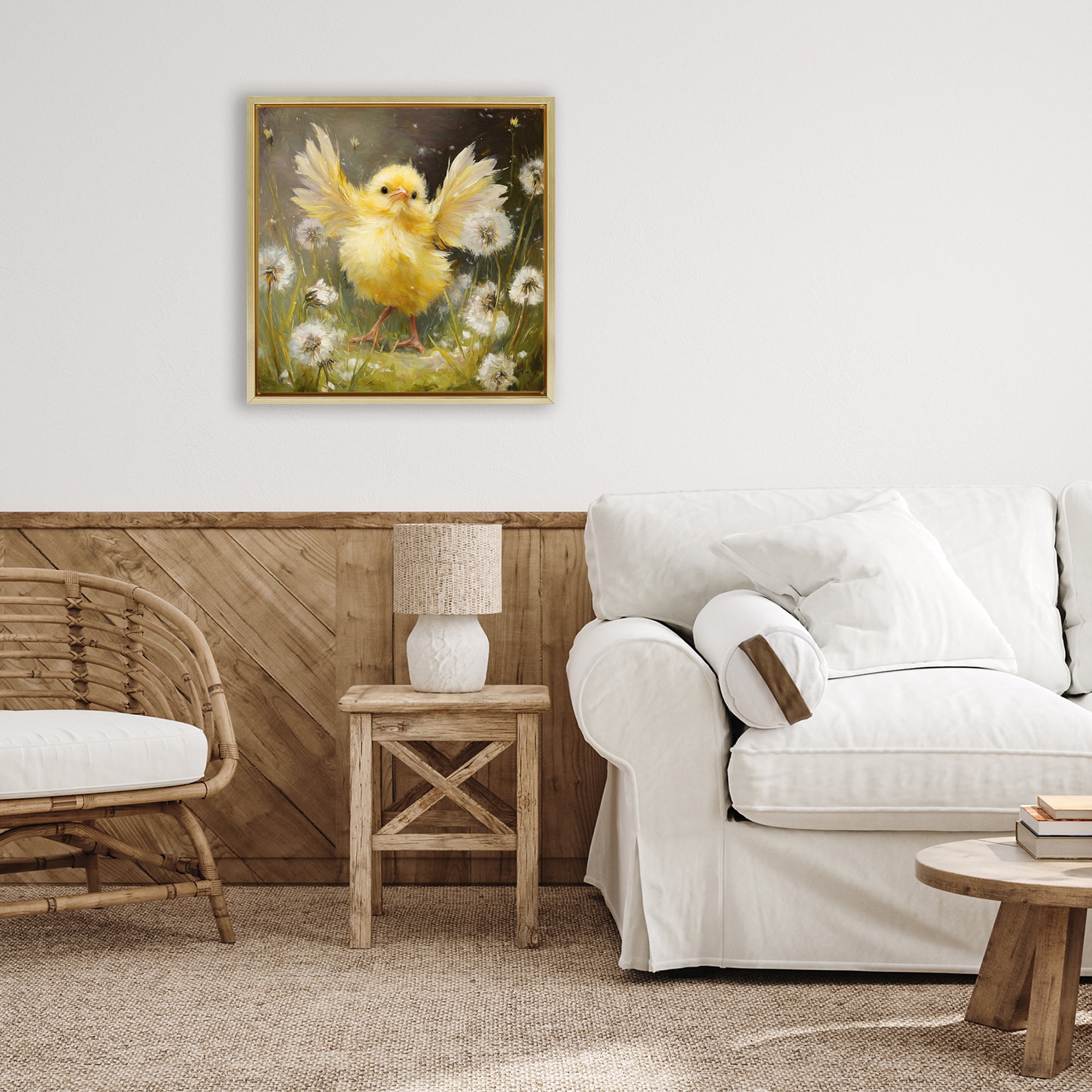 Stupell Industries Free As A Peep Chick Gold Framed Floater Canvas Wall Art, design by Tina LeCour