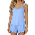 thumbnail image 5 of jobturf Ruffle Pajamas for Women 2 Piece Sets Loose Fit Cute Lounge Set Scoop Neck Tank Top and Shorts Matching Pj Outfits S-XXL, 5 of 6
