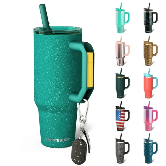 Thicc Buddy - 40 oz Stainless Steel Vacuum Insulated Tumbler with Lid and Straw for Water - Travel Mug Cupholder Friendly - Gifts for Women Men Him Her (Teal Glitz)