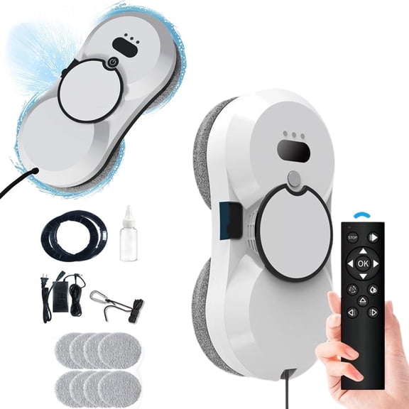 Smart Window Cleaning Robot, Automatic Window Cleaner with Water Spray, Window Vacuum Cleaner with Remote Control Windows/Tiles/Class Door Indoor Outdoor