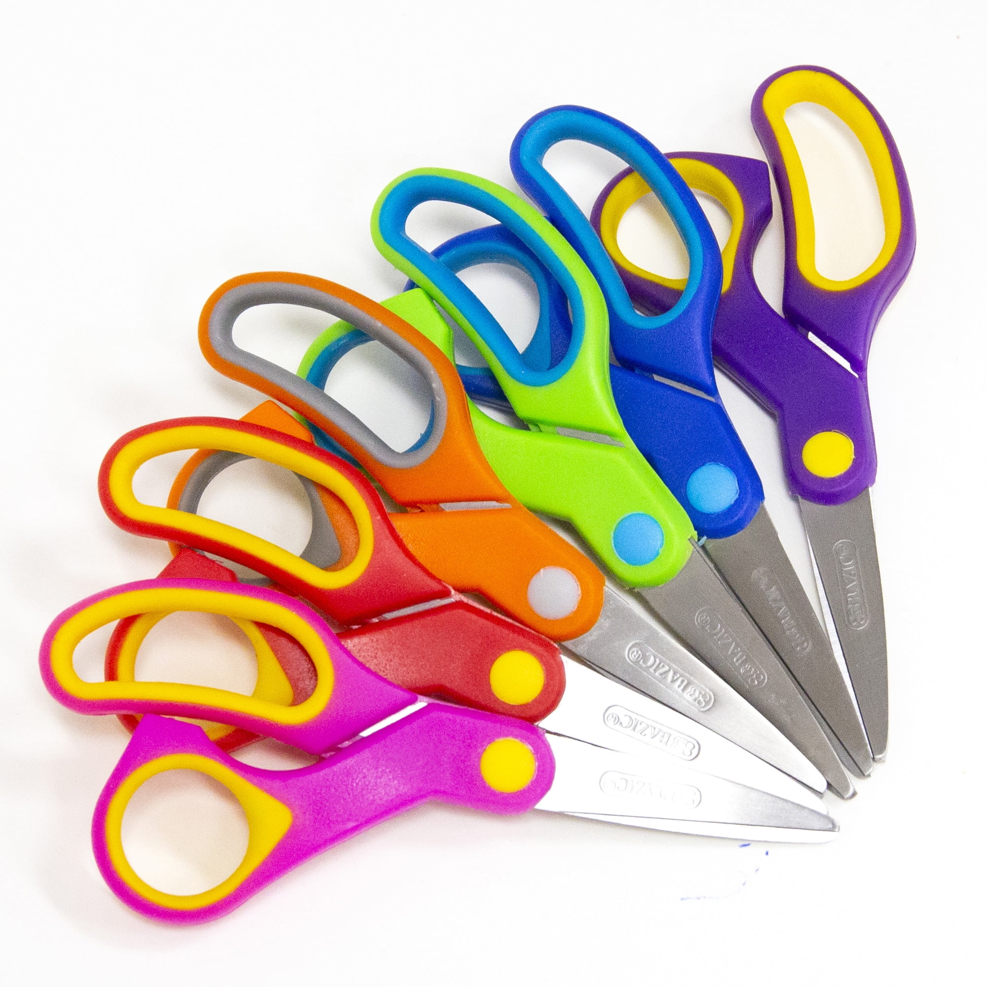 BAZIC 5" Soft Grip Pointed Tip Stainless Steel Scissors, Straight Handle, 24-Pack
