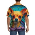 thumbnail image 3 of Sikiie Colorful Textured Chihuahua Men's Cuban Shirt, Hawaiian Shirts, Business Casual Button Down Shirts, Short Sleeve Shirt-Medium, 3 of 5