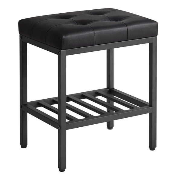 Taburete de maquillaje IBUYKE con pies rectangulares ajustables negros WBD017B
