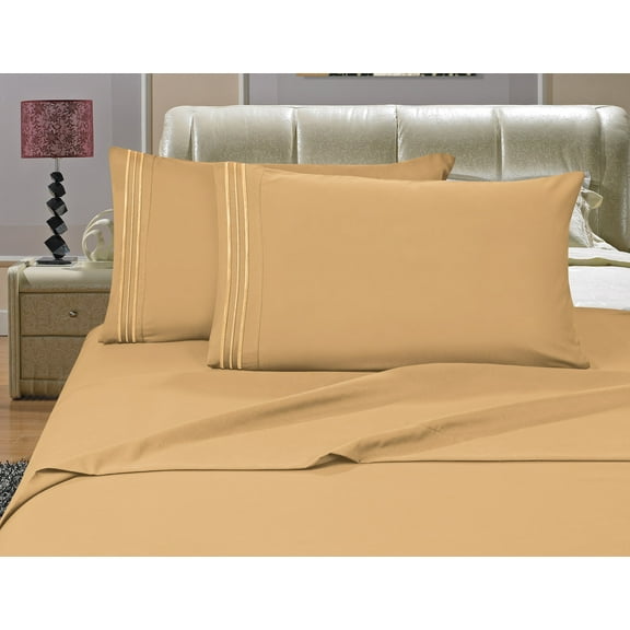 Elegant Comfort? 1500 Series t Egyptian Quality Microfiber Deep Pocket Bedroom Sheet Set, Queen Gold
