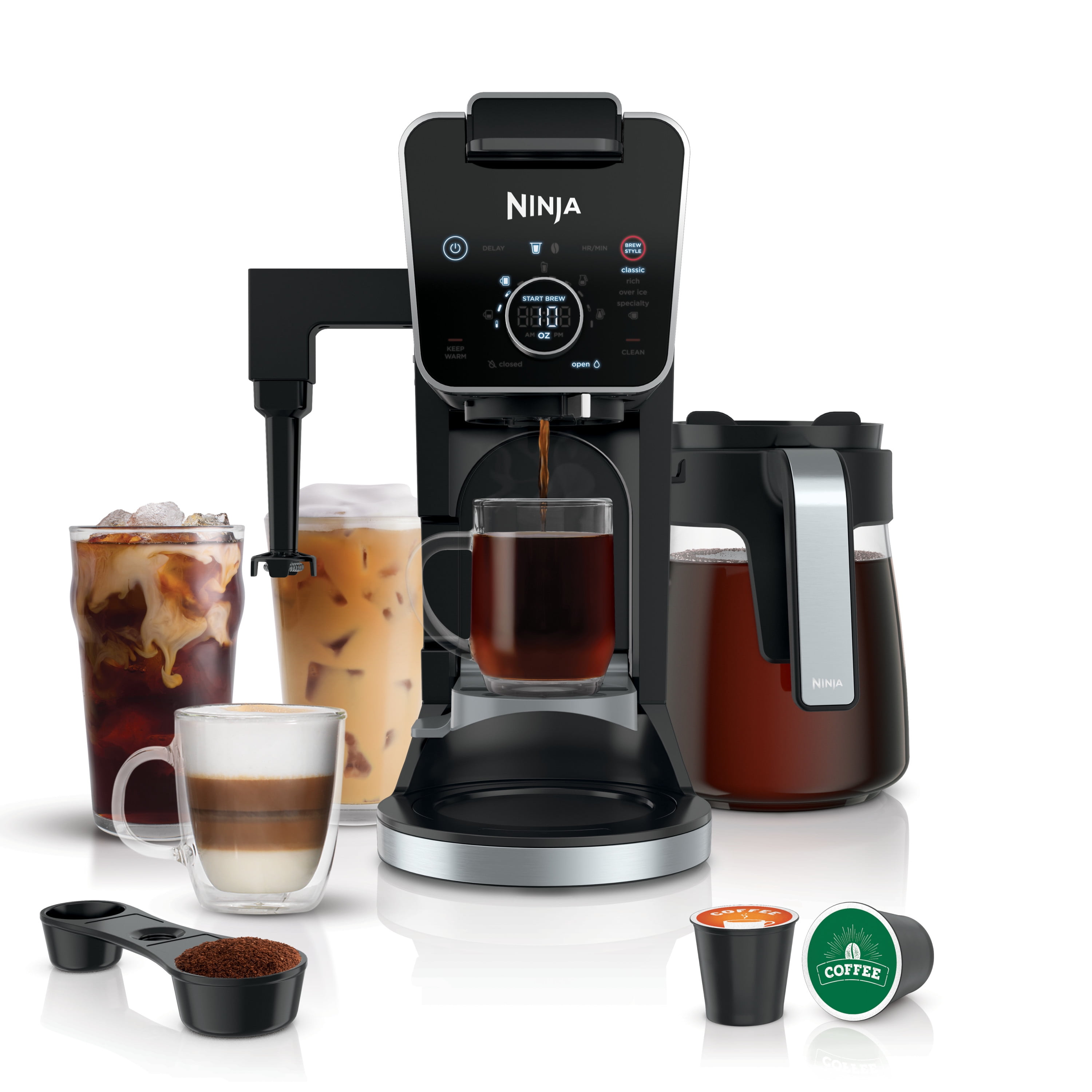 Ninja® CFP300 DualBrew Specialty Coffee System, Single-Serve, K-Cup Pod  Compatible, 12-Cup Drip Coffee Maker, Glass Carafe