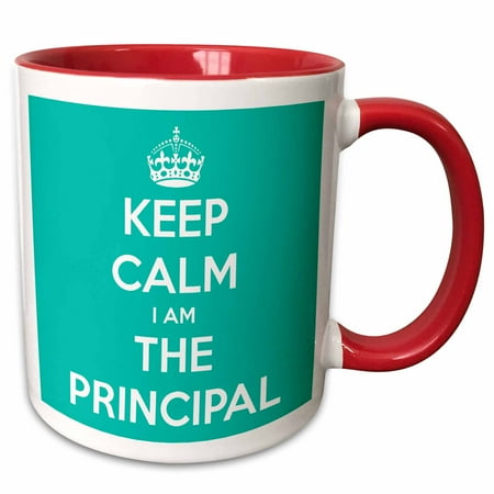 

3dRose Keep Calm I Am The Principal Turquoise - Two Tone Red Mug 11-ounce