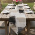 thumbnail image 6 of Black Beige Abstract Table Runner Linen Burlap Table Runner 72 Inches Long Modern Gradient Color Block Simple Dresser Scarves for Kitchen Island Coffee Dining Room Party Holiday Decoration 14"x72", 6 of 8
