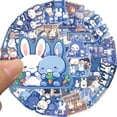 thumbnail image 2 of Pegatinas con dibujos animados de conejitos azules con forma de conejito, 50 unidades, 2 of 2