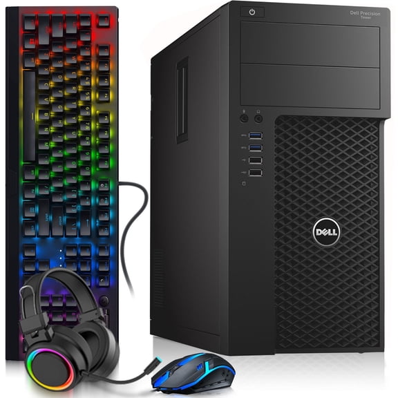 Restored Dell Precision 3620 Tower Desktop Computer – Intel Core i7 6th Gen – 16GB RAM – 512GB SSD – NVIDIA GTX 1050Ti – RGB Keyboard & Mouse – RGB Headphone – Wi-Fi – Windows 11 Pro – Gaming PC